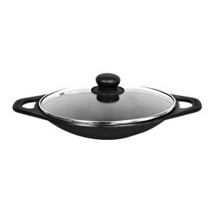 Cast Iron Appam Pan/Appachetty/Palappam Pan with Glass Lid (10 Inch / 27.50 cm) - Dynamic Cookwares