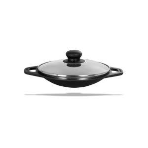 Cast Iron Appam Pan/Appachetty/Palappam Pan with Glass Lid (8 Inch / 22.05 cm) - Dynamic Cookwares