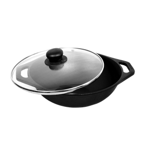 Cast Iron Kadai Wok with Glass Lid (10 Inch/26.70 cm) - Dynamic Cookwares