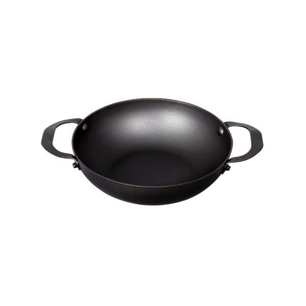 Carbon Steel Kadai with Lid (8 Inch/21 cm) | Pre-Seasoned, Naturally Non-stick, 100% Toxin-Free & Chemical Free Steel Wok with Lid