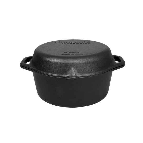 Ultra Premium Cast Iron 2 IN 1 Dutch Oven (10 Inch/27.60 cm), Pre-seasoned, Natural Nonstick, 100% Pure, Toxin-free, Induction based Deep Frying Pan with Glass Lid