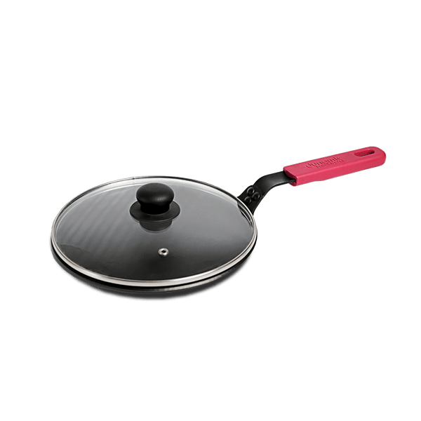 Carbon Steel Dosa Pan/Tawa 11 Inch - Flat  With Glass Lid